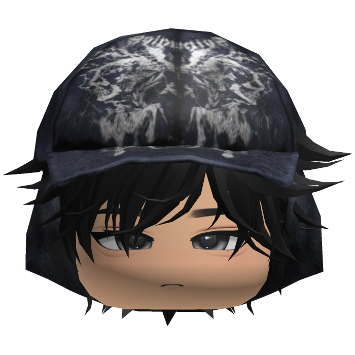 Emo Anime Spikey Boy Hair w/ Blue Hat (Black)