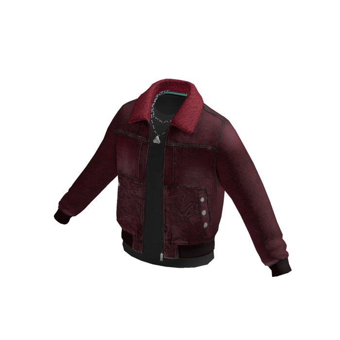 Fleece Collar Denim Jacket (Red)