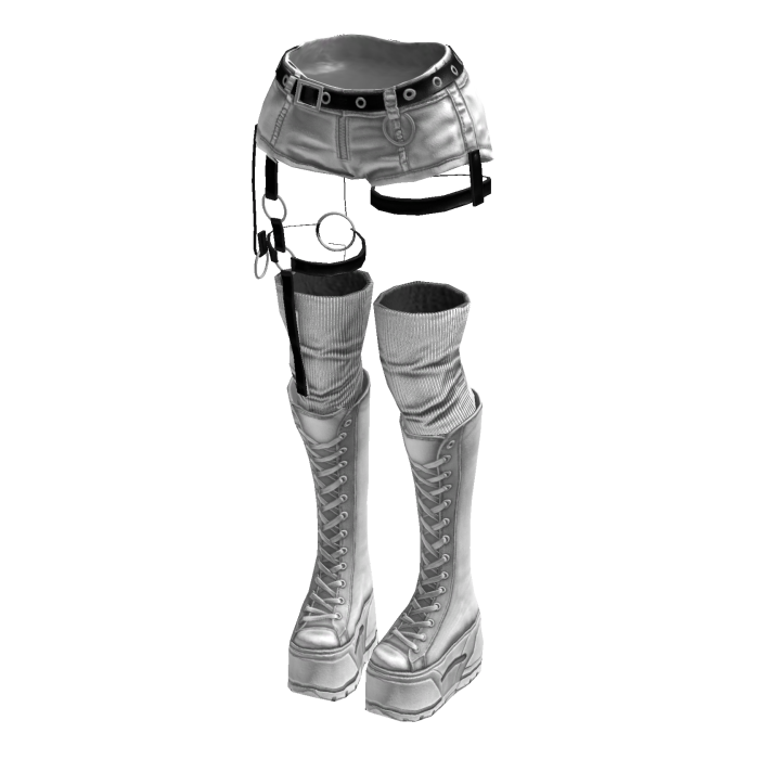 Gothic Emo Y2K Shorts boot straps (White Black)