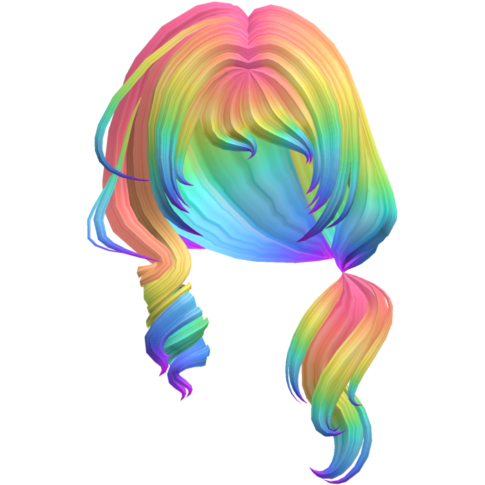Soft Swirly Curled Side Ponytail (Rainbow)