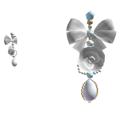✨ Rococo Coquette White Bow w Pearls Earrings Roblox item