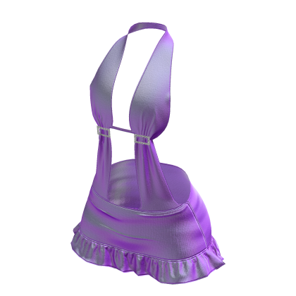 2000s purple buckled opened halter dress