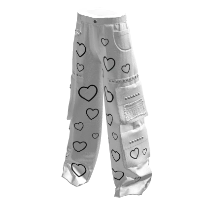 white & black hearts y2k cargo pants | Roblox Item - Rolimon's