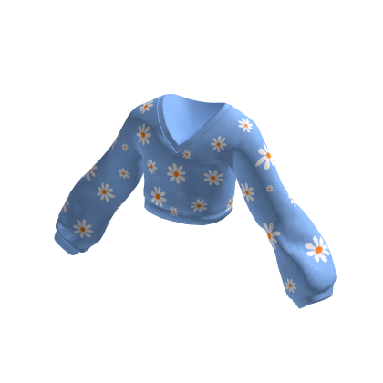 Oversized Cropped Cardigan Daisy - Blue