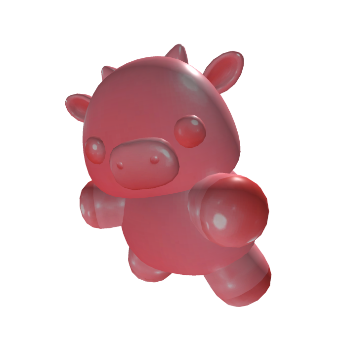 Red Gummy Cow on Head