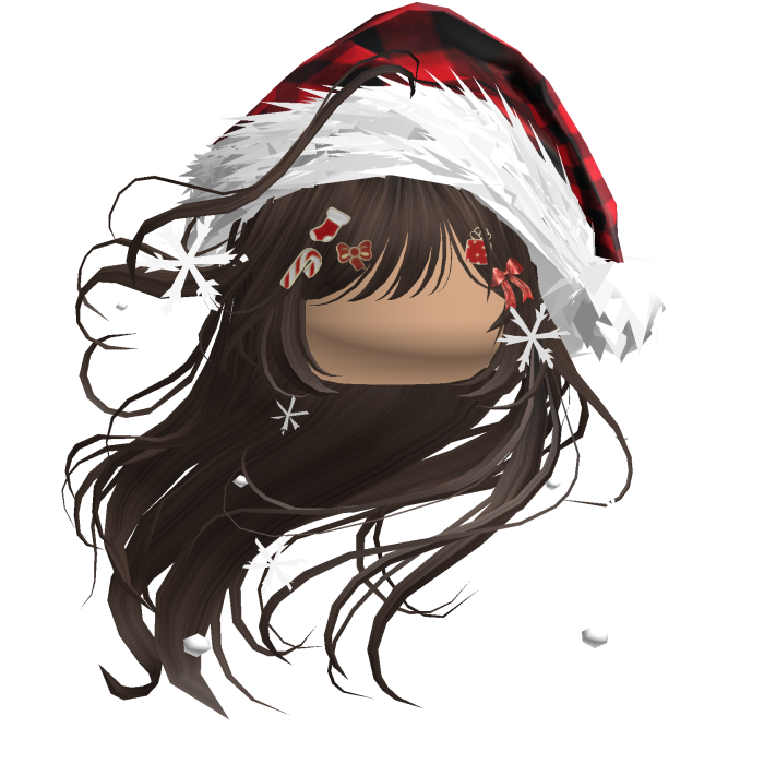 Windy Anime Hair w/Santa Hat (Brown)