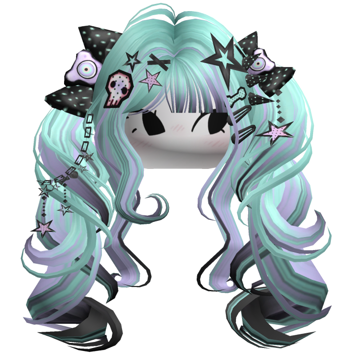 ♡ Scene Fluffy Gyaru Pigtails (Pastel Goth)