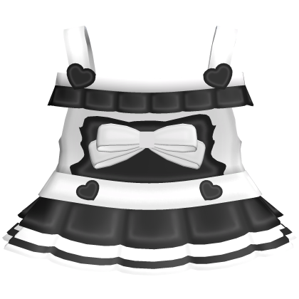 ♡ cute ruffled bow overalls in white & black Roblox item