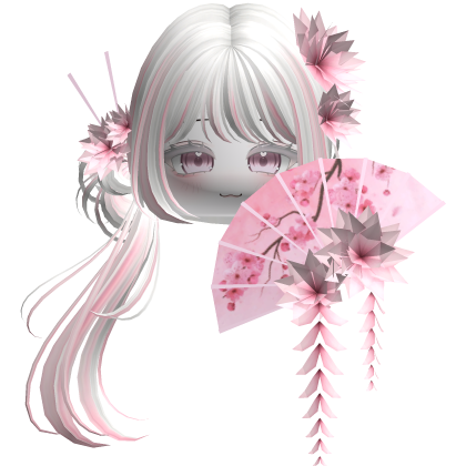 Side Ponytail w/ Cherry Blossoms & Fan