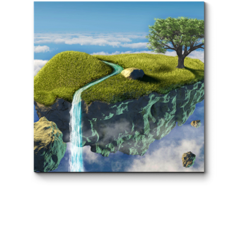 flying islands on which there is an unecessary gun