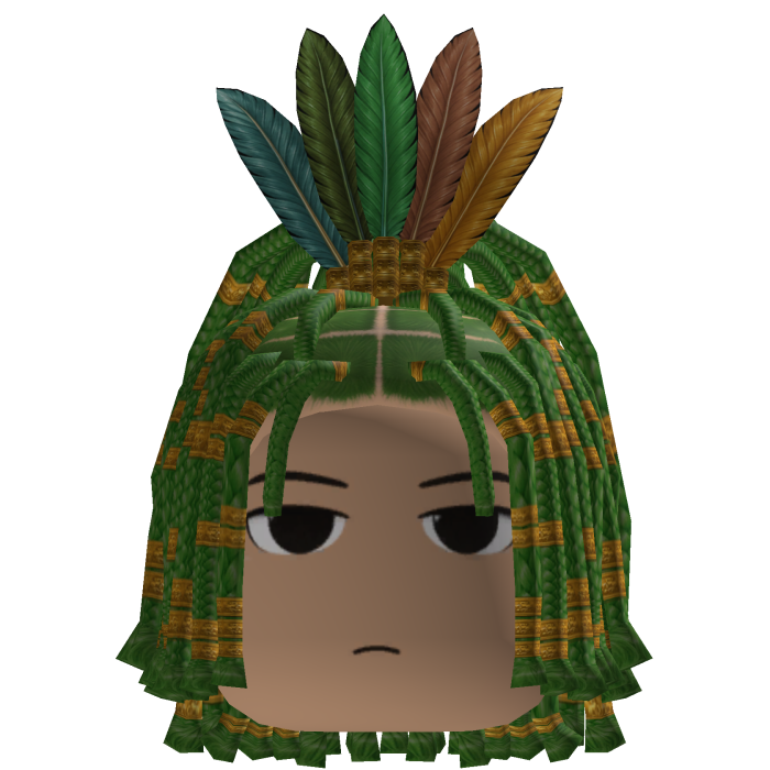 Braided Hair w/ Feather Headdress (Green)
