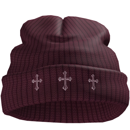 Pink Chrome Crosses Worn Beanie