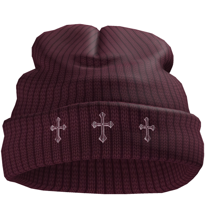 Pink Chrome Crosses Worn Beanie