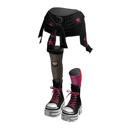Grunge Rebel Shorts Y2K Cloth (Black Dark Pink)
