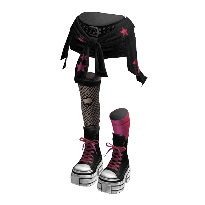 Grunge Rebel Shorts Y2K Cloth (Black Dark Pink)