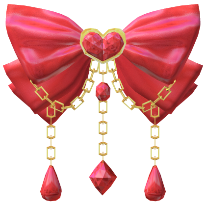 Red Triple Chained Ribbon Heart Glazed Hair Bow  Roblox item