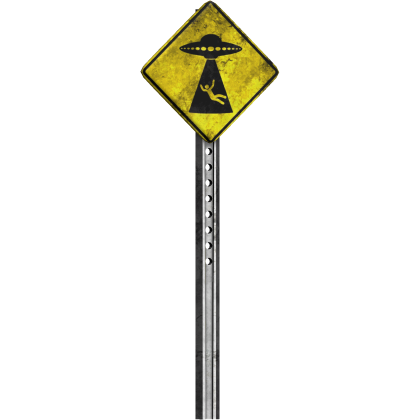 UFO urban scary dirty street sign