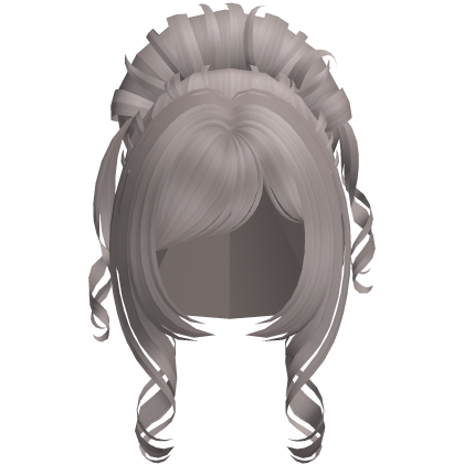 ♱ pretty curly high messy bun in ash blonde Roblox item