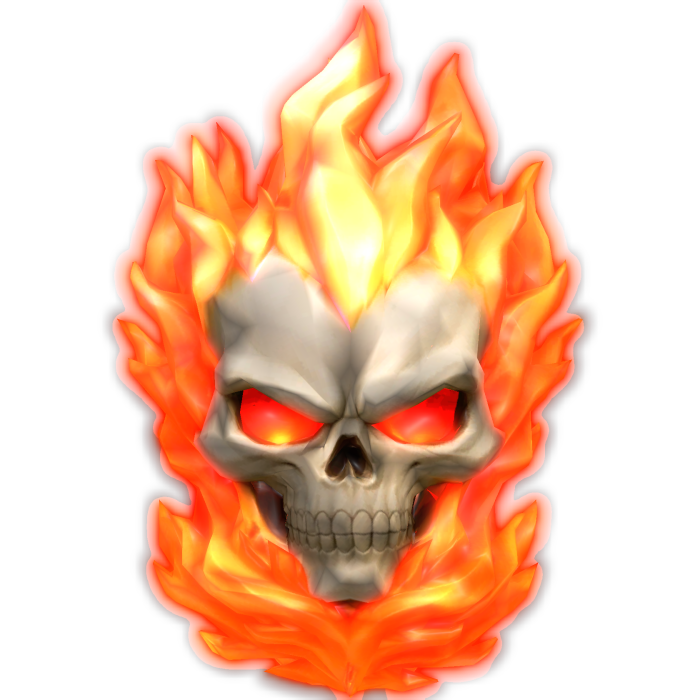 Glowing Ghost Rider Flame Skull Head