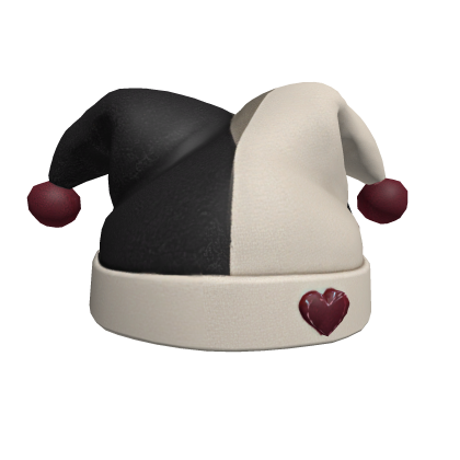 Black White Heart Jester Hat
