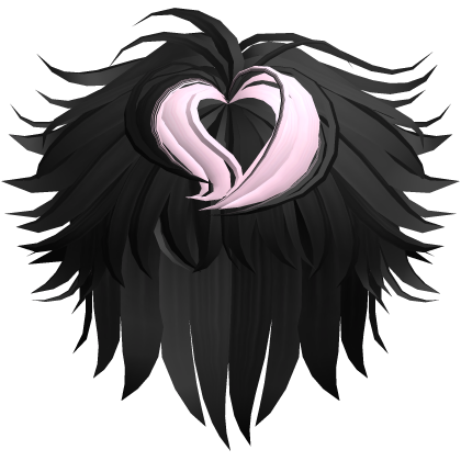 Anime Fluffy Emo Boy Messy Hair w Heart Black Pink Roblox item