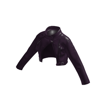 Ladies Purple Crop Leather Biker Jacket 