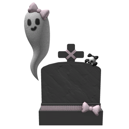 ♡ cute pink tombstone with ghost and spider Roblox item