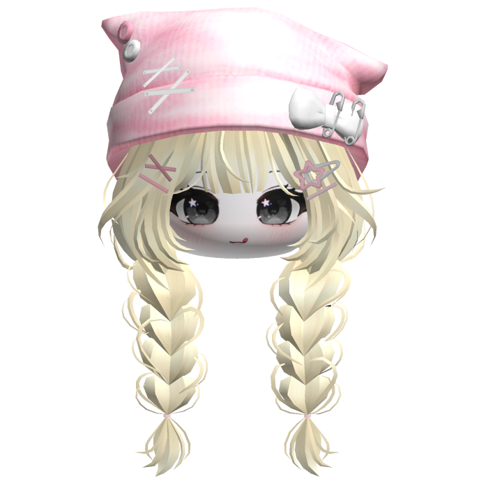 🍀Cute Girl Braided w/Cat Beanie(Yellow&Pink)