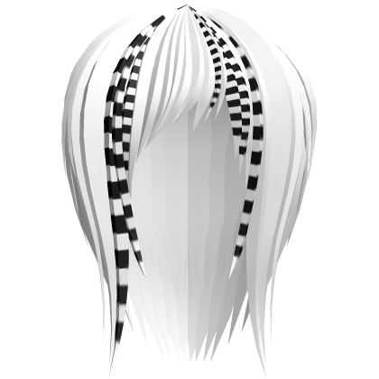 ҂ long white hair with black raccoon stripes Roblox item