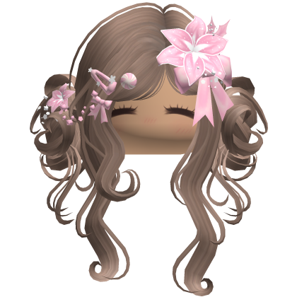 ♡ Christmas Flowery Twin Buns (Brown)