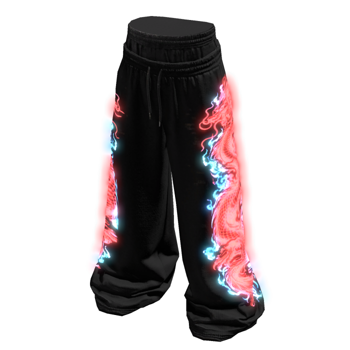 Glowing Emissive Sweatpants w/ Neon Dragon Print