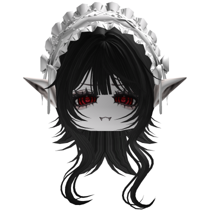Gothic Vampire Black Hair W/ears (White) Roblox item