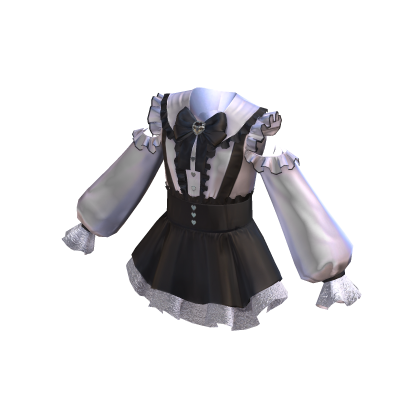White Black Kawaii Doll Ruffle Dress