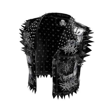 Punk Studded Graffiti Vest Black[MAX]
