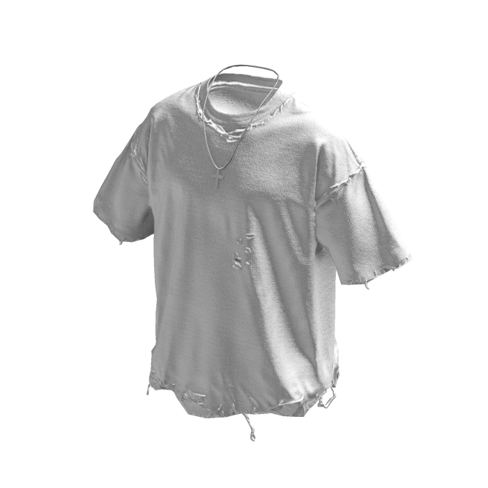 White Grunge T-Shirt w/ Silver Cross Chain