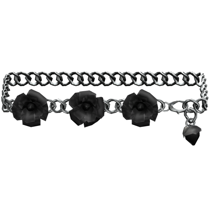 1.0 Black Silver Rose Flower Emo Waist Chain Belt