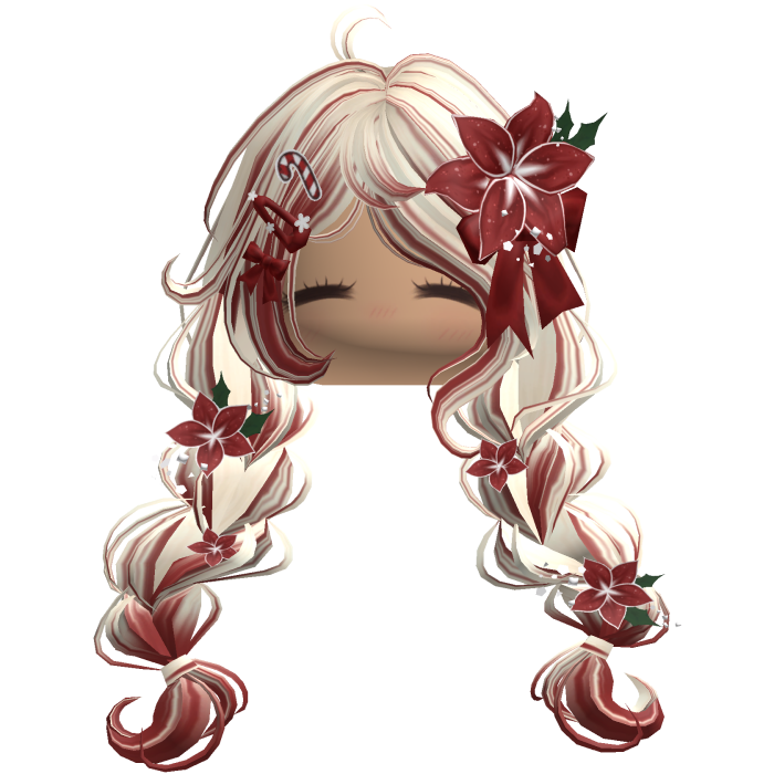 ♡ Christmas Preppy Flower Braids (Beige & Red)