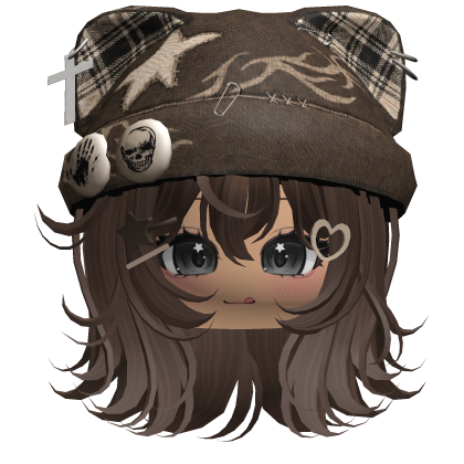 Brown Streetwear Y2K Beanie Girl Hair