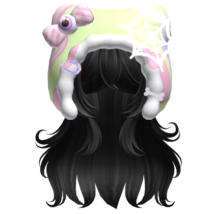 Kawaii Anime Hair w/ Pastel Goth Hood  (Black)
