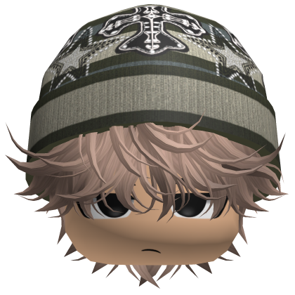Messy Spikey Hair W/ Skater Beanie Milktea Roblox item