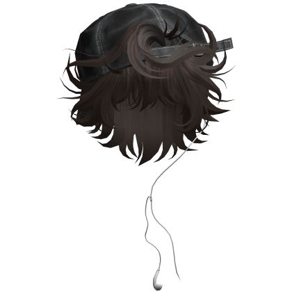 Wavy Grunge Boy Hair with NY Hat in Brown Roblox item
