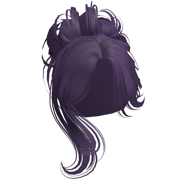 Purple Messy Bun Hair with Long Bangs