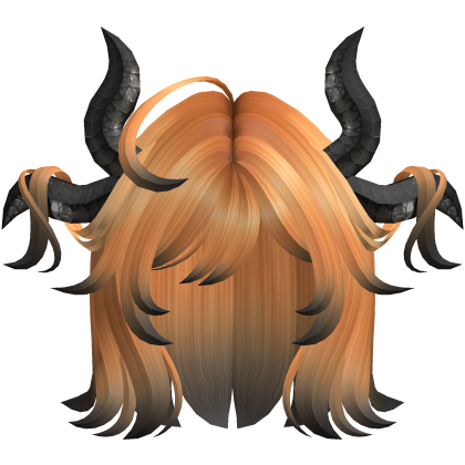 🎃|| Short Messy Halloween Orange hair w/ Horns Roblox item