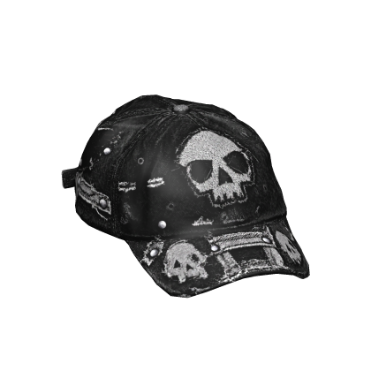 Y2K Distressed Black Skull Cap v2