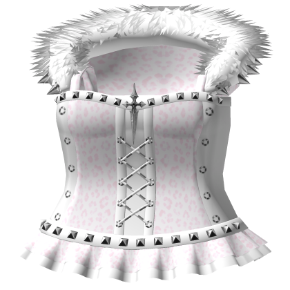 cute pink leopard emo stud dress w fluffy fur hood Roblox item