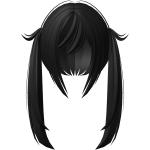 cute straight moe overgrown pigtails in black