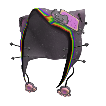 Nyan Cat Rainbow Studded Spiky Hood w Piercings