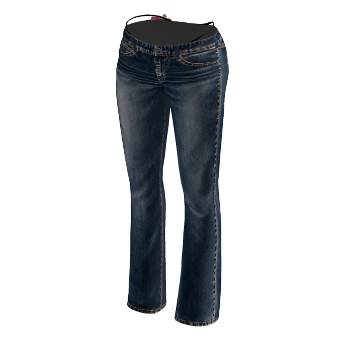 Deep Blue GMARI Island Flower Low Rise Flare Jeans
