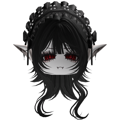 Gothic Vampire Black Hair W/ears (Black)  Roblox item