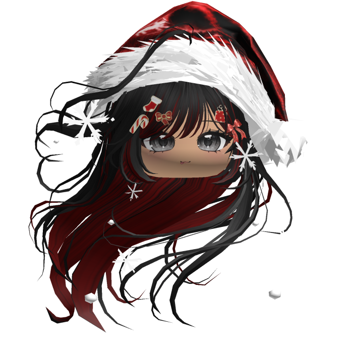 Windy Anime Hair w/Santa Hat (Black&Red)